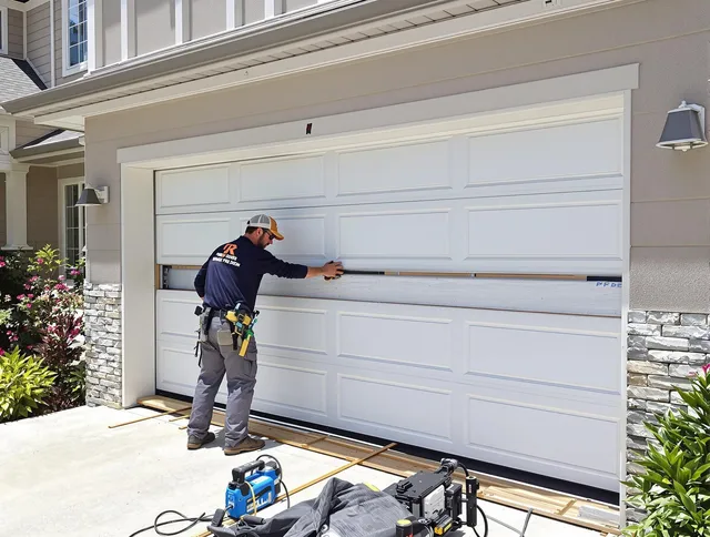 Norco Garage Door Repair team performing complete garage door replacement at Norco residence