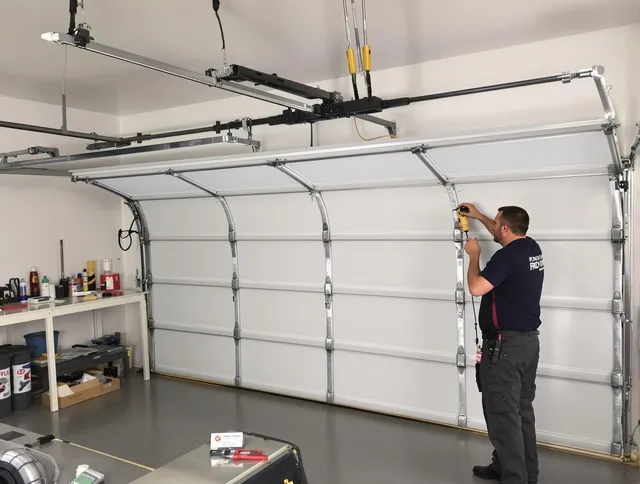 Norco Garage Door Repair certified technician performing overhead door system repair in Norco
